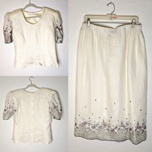 Digna Yero vintage linen embroidered skirt set 16